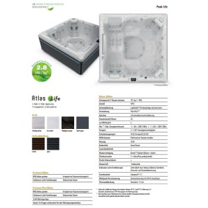 Wellis PEAKLIFE Whirlpool Atlas Life Deluxe 6 Personen 215 x 215 x 86 cm 43 Düsen