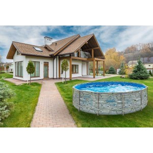 ELITE - STONE FRAME POOL - 3.66 x 0.91m, Stone design Aufstellpool Metallrahmen Stahlwandpool