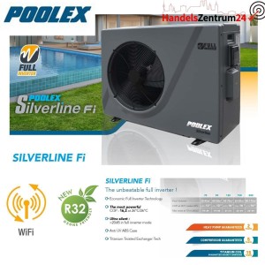 Poolex Silverline W&auml;rmepumpe mit Full Inverter WIFI Abdeckung Poolheizung 9,5kW